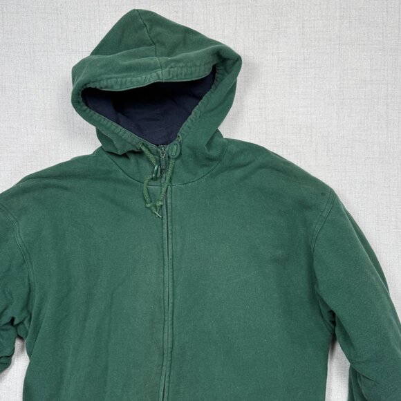 Vintage Eddie Bauer Hoodie Full Zip Green Cotton Blend Heavyweight Size Tall M - Picture 2 of 15